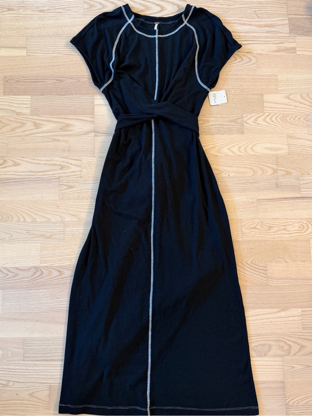 Free People Black Maxi Dress with Contrast Stitching